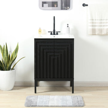 Rowan Geometric Modern Transitional 2-Shelf Bath Vanity Cabinet Only (Sink Basin Not Included)